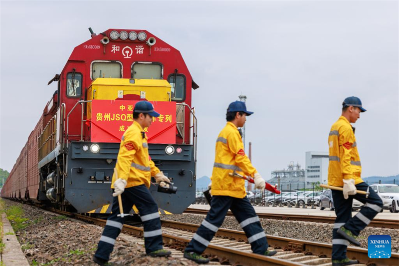 Erster JSQ-Güterzug von Guizhou nach Zentralasien in Guiyang gestartet