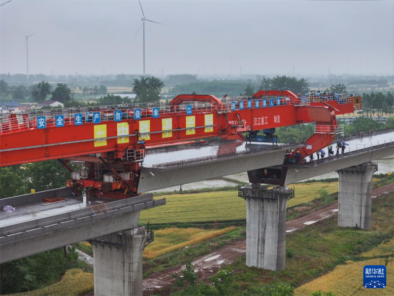 Brückenbau im Huai’an-Abschnitt der Neubaustrecke Nanjing–Huai’an abgeschlossen