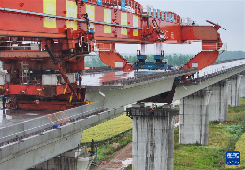 Brückenbau im Huai’an-Abschnitt der Neubaustrecke Nanjing–Huai’an abgeschlossen